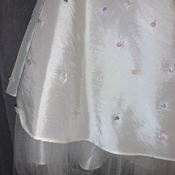 White Sequin Mini Satin Corset Princess Dress - Picture 8 of 16